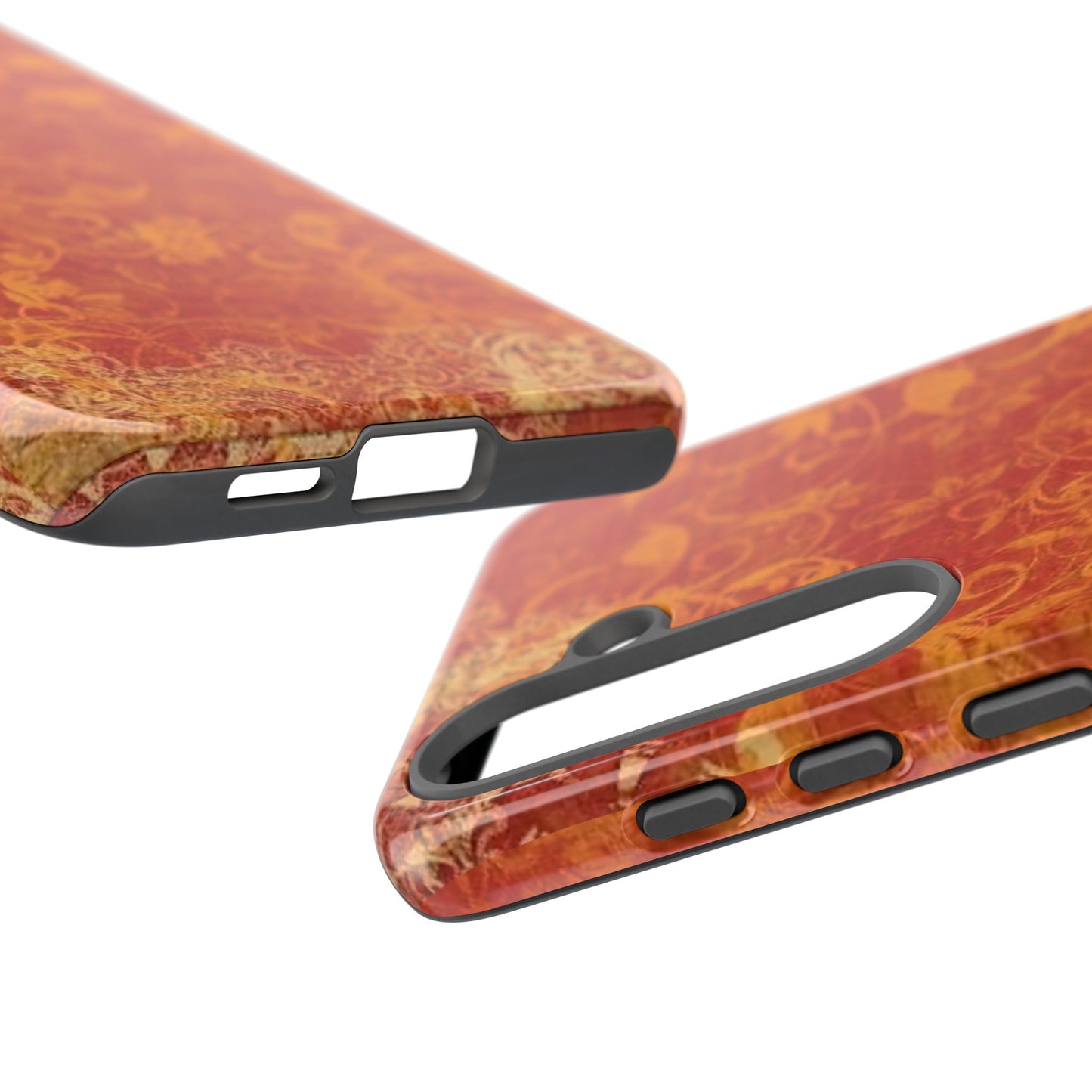 Floral Autumn iPhone Tough Case — Orange Vintage Scroll Design