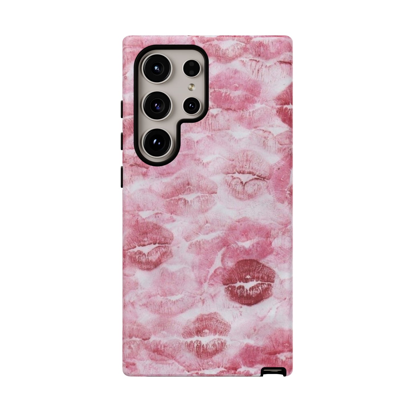 Kiss Print Tough Phone Case — Pink Marble Lip Pattern, Protective iPhone Cover