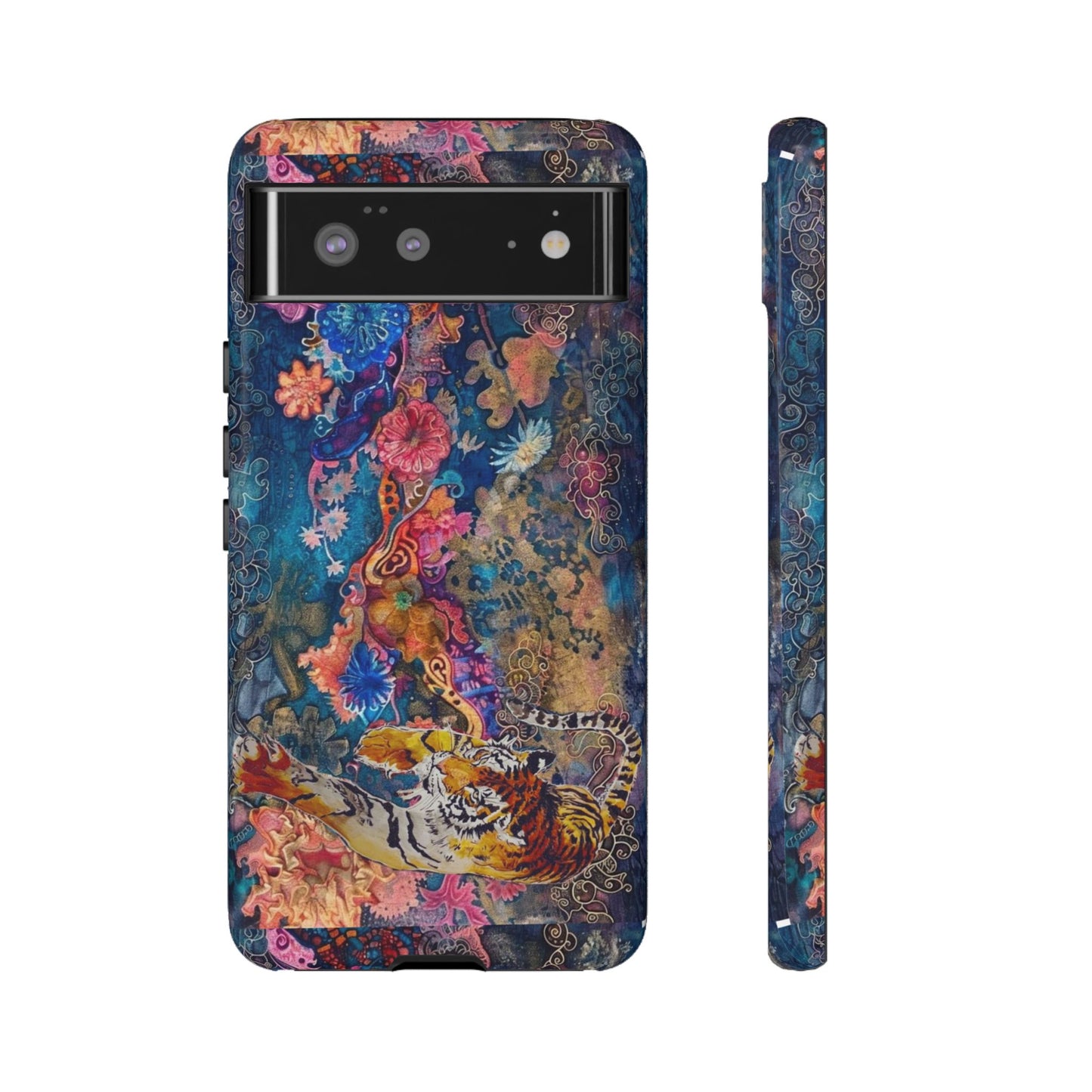 Phone Case - Colorful Floral Tiger Tough Case