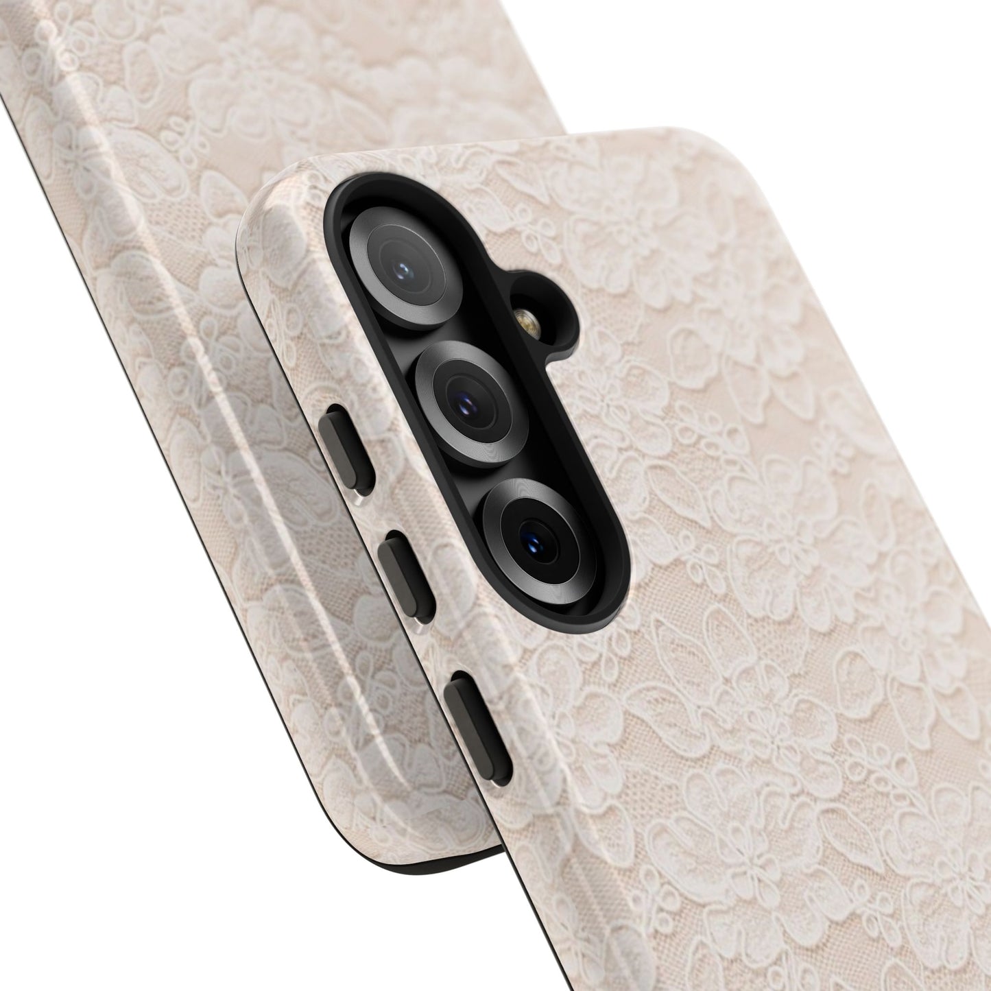 Floral Lace Tough Phone Case – Vintage Ivory Protective Cover