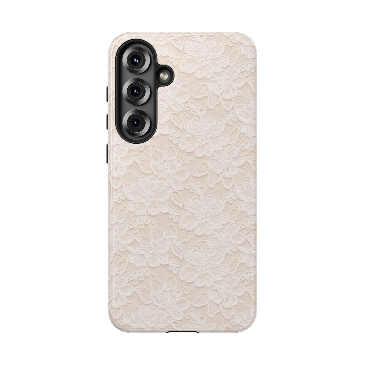 Floral Lace Tough Phone Case – Vintage Ivory Protective Cover