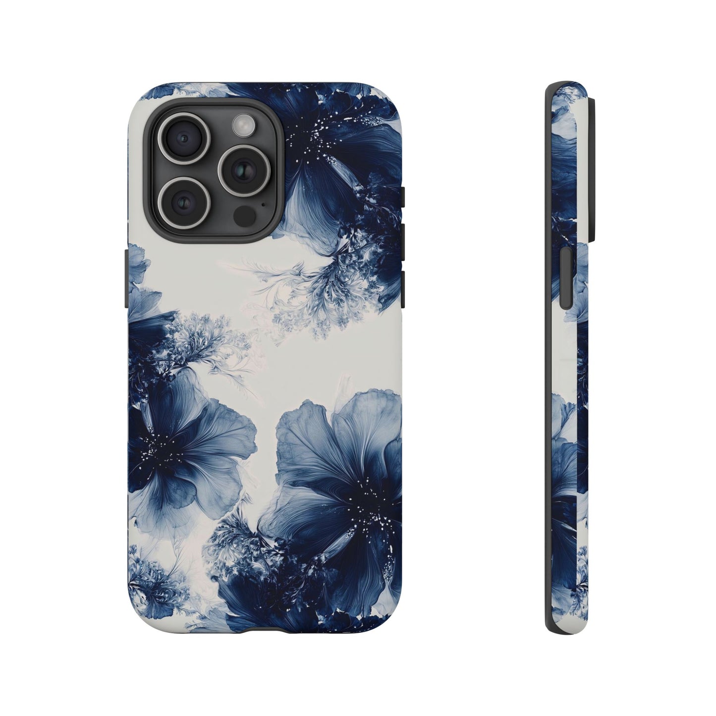 Floral Indigo Tough Phone Case — Blue Botanical Protective Cover