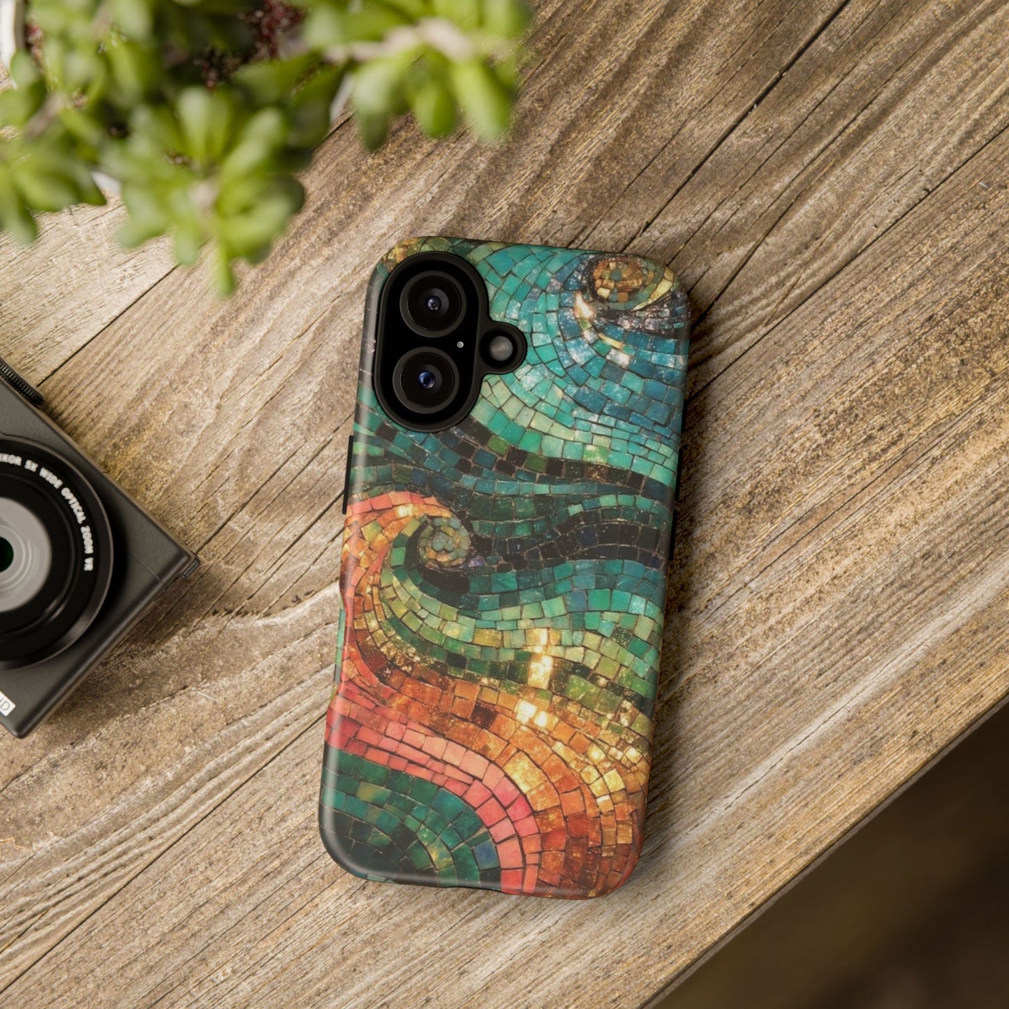 Mosaic Wave Phone Case – Colorful Artistic Tile Design Tough Case