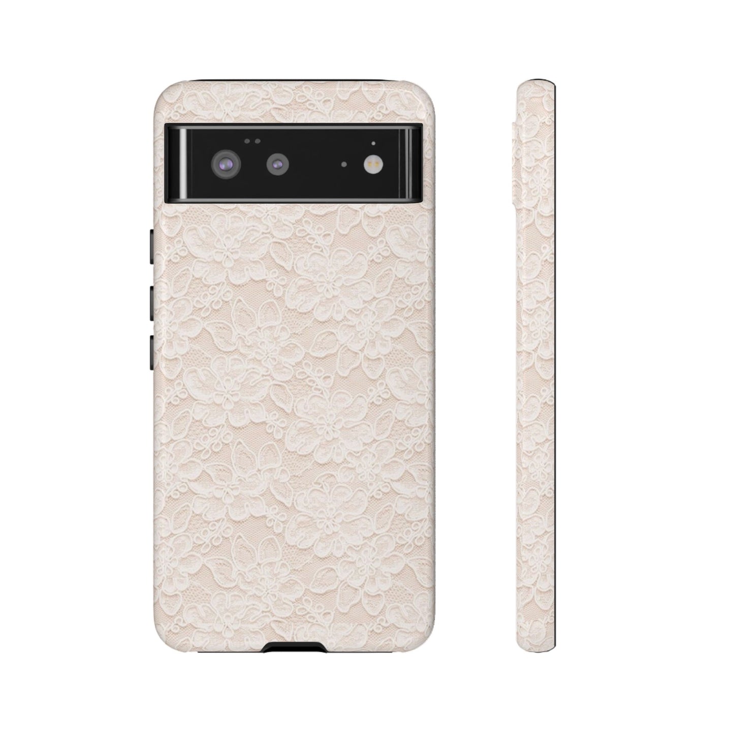 Floral Lace Tough Phone Case – Vintage Ivory Protective Cover