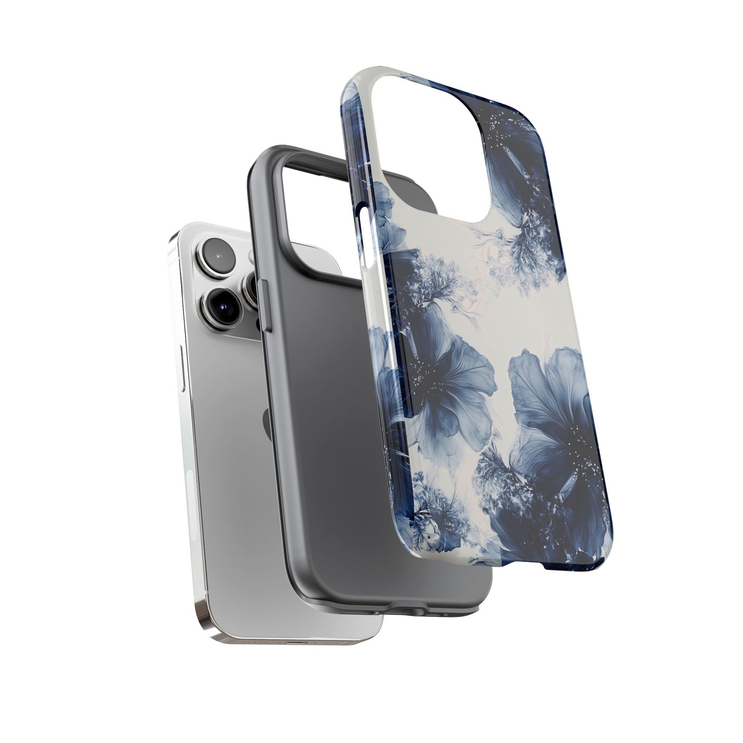Floral Indigo Tough Phone Case — Blue Botanical Protective Cover