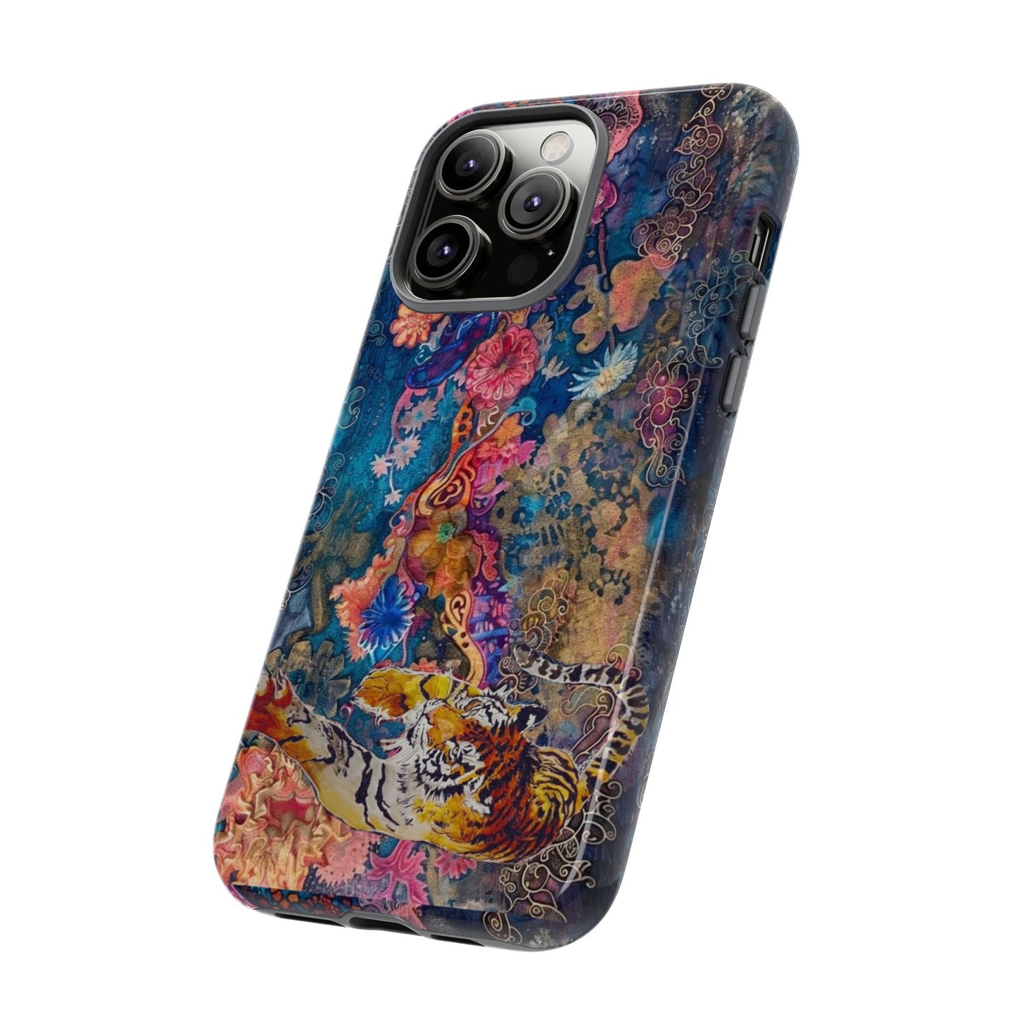 Phone Case - Colorful Floral Tiger Tough Case