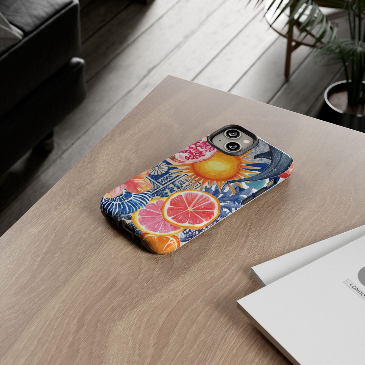 Tough Cases — Tropical Citrus Sun & Dolphin Phone Case