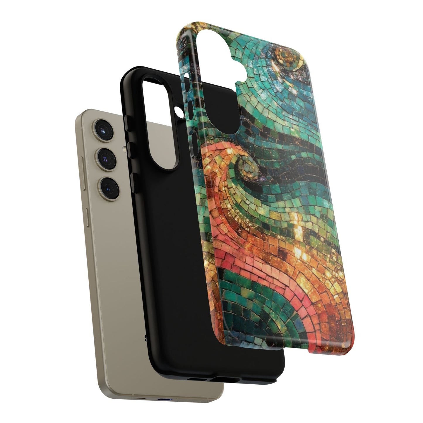 Mosaic Wave Phone Case – Colorful Artistic Tile Design Tough Case