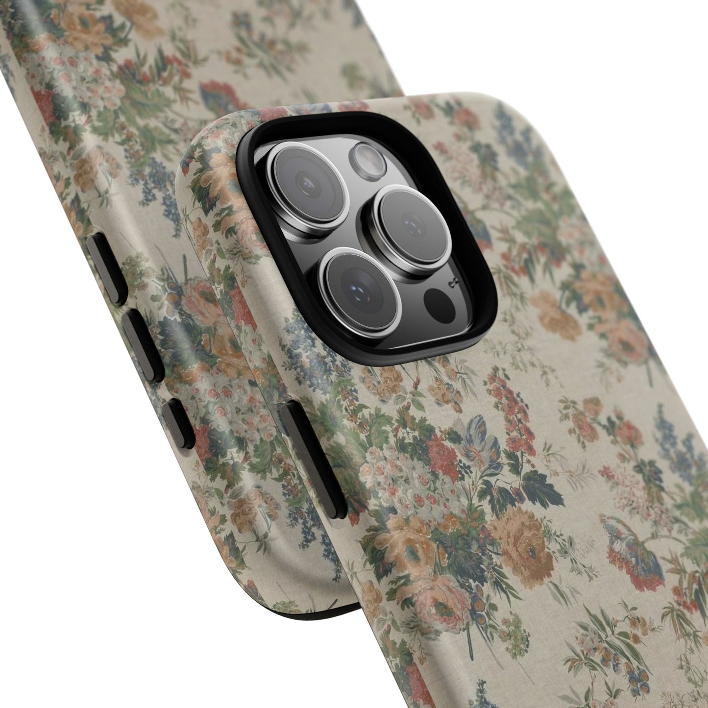 Floral Vintage Tough Phone Case – Antique Rose Pattern