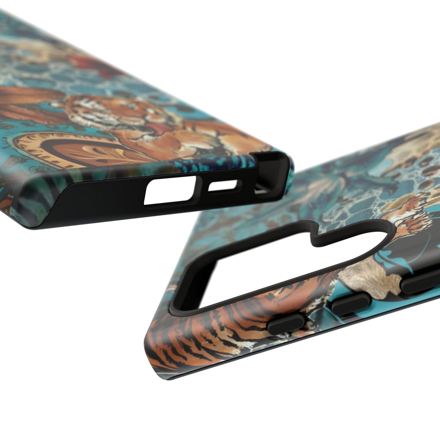 Floral Tiger Phone Case - Teal Safari Protective Cover