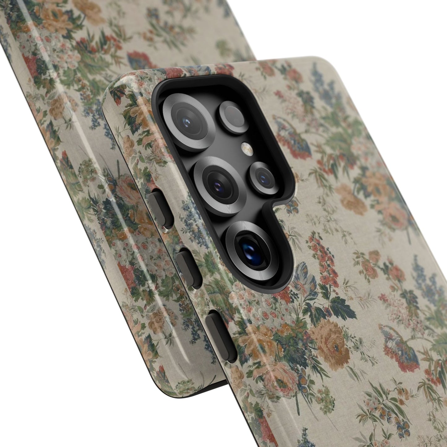 Floral Vintage Tough Phone Case – Antique Rose Pattern