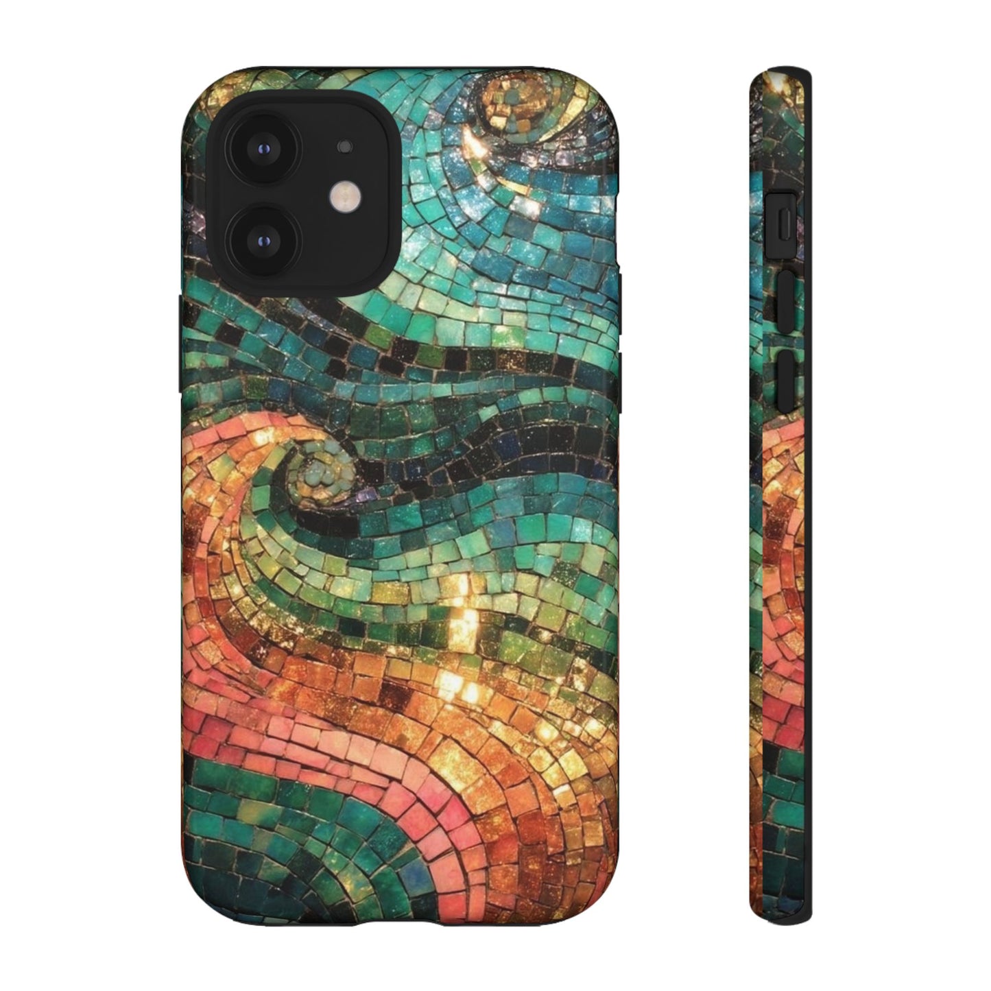 Mosaic Wave Phone Case – Colorful Artistic Tile Design Tough Case