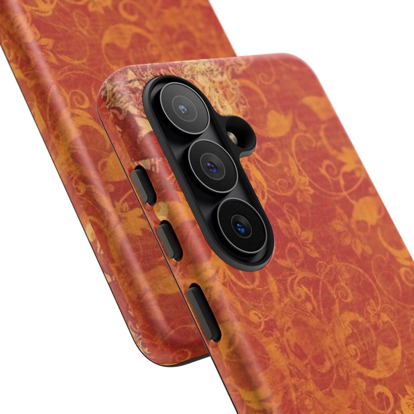 Floral Autumn iPhone Tough Case — Orange Vintage Scroll Design