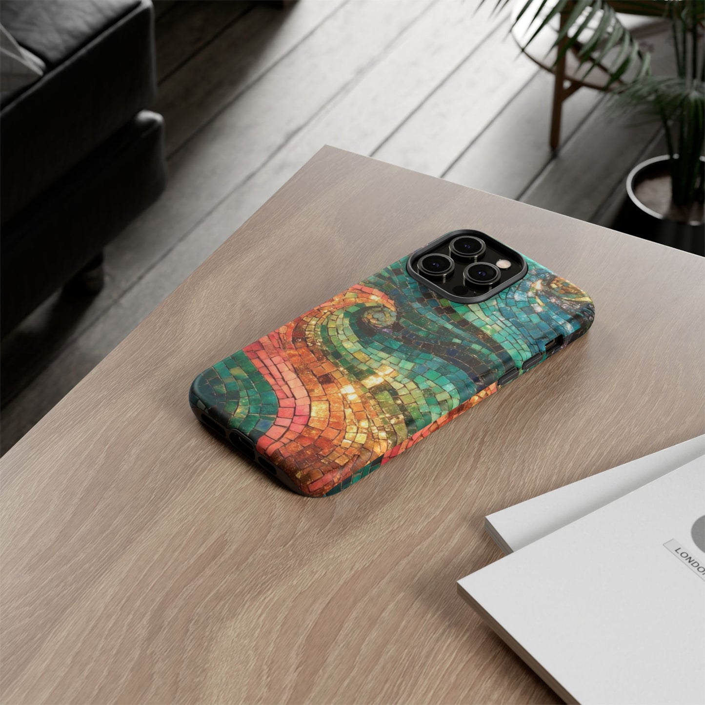 Mosaic Wave Phone Case – Colorful Artistic Tile Design Tough Case