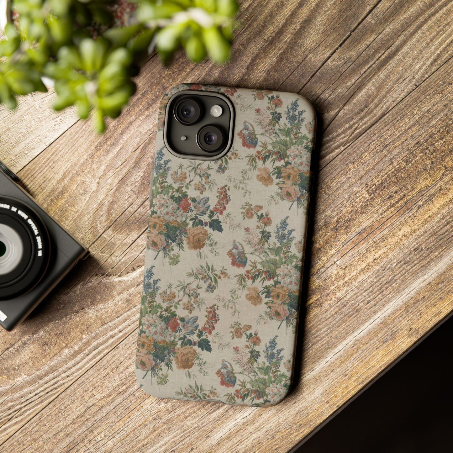 Floral Vintage Tough Phone Case – Antique Rose Pattern