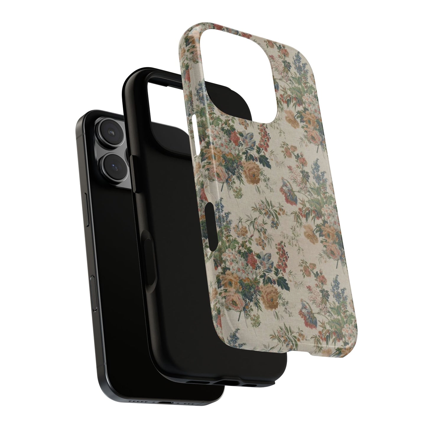 Floral Vintage Tough Phone Case – Antique Rose Pattern