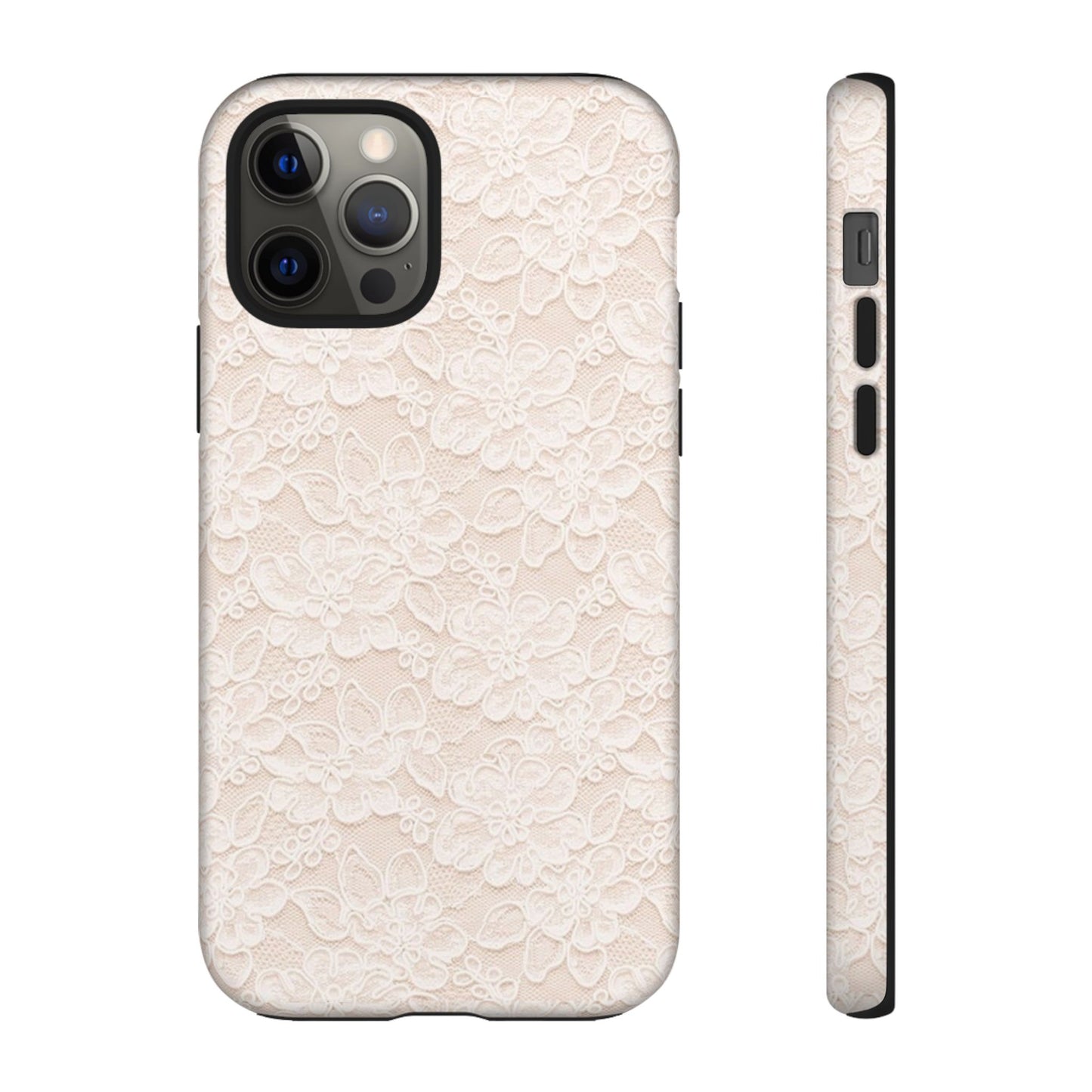 Floral Lace Tough Phone Case – Vintage Ivory Protective Cover