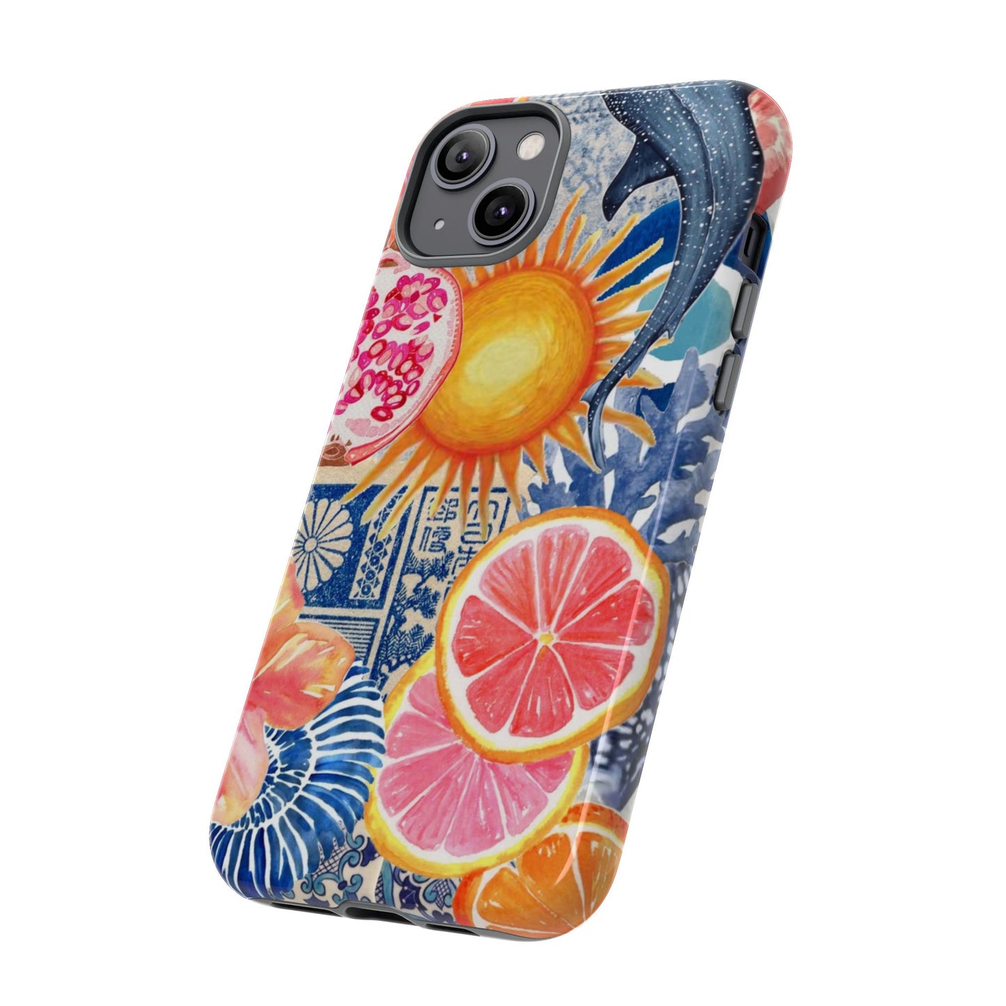 Tough Cases — Tropical Citrus Sun & Dolphin Phone Case