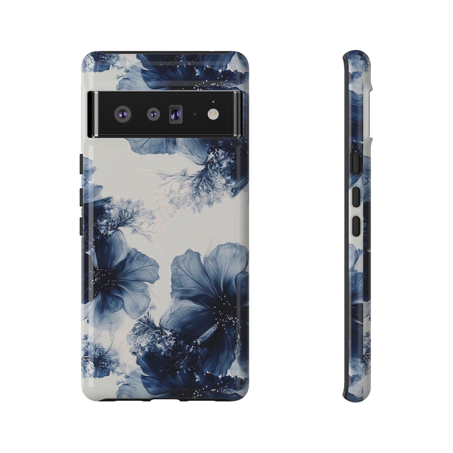 Floral Indigo Tough Phone Case — Blue Botanical Protective Cover