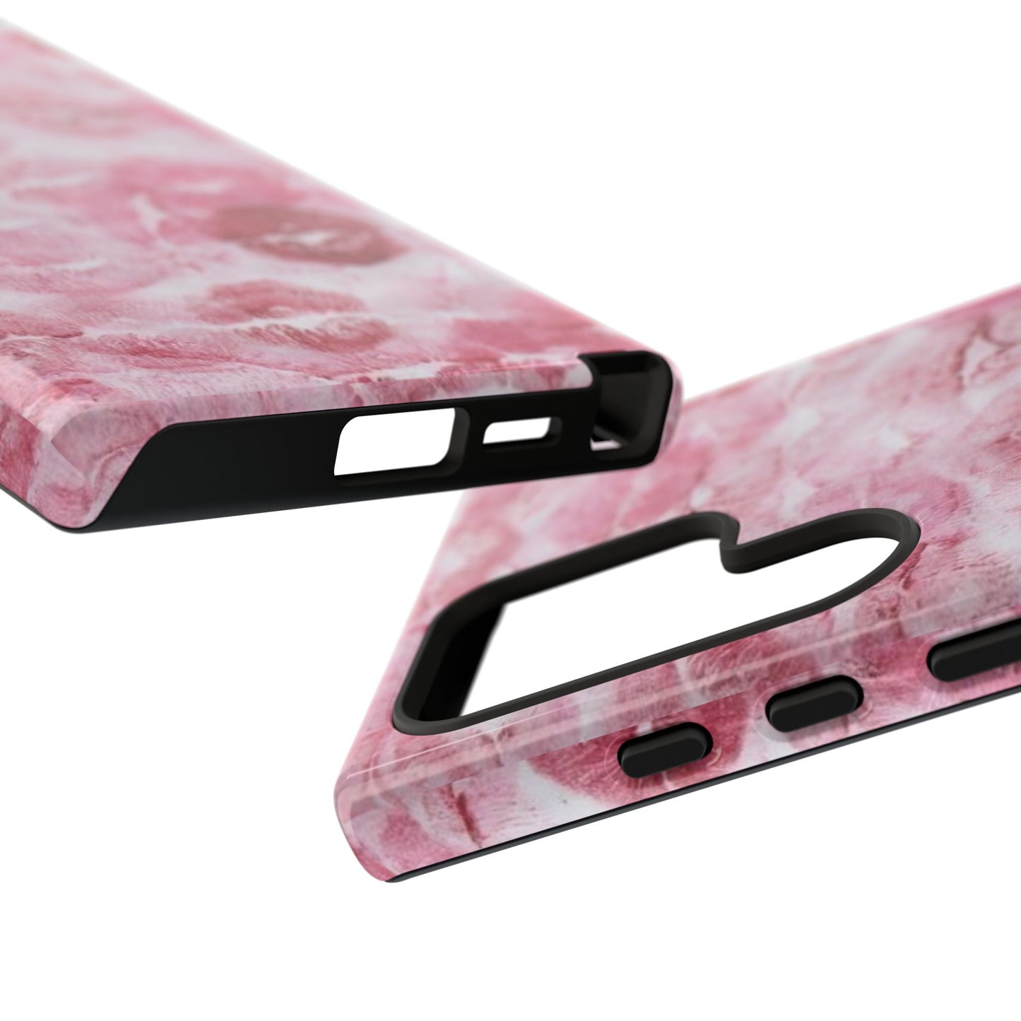Kiss Print Tough Phone Case — Pink Marble Lip Pattern, Protective iPhone Cover