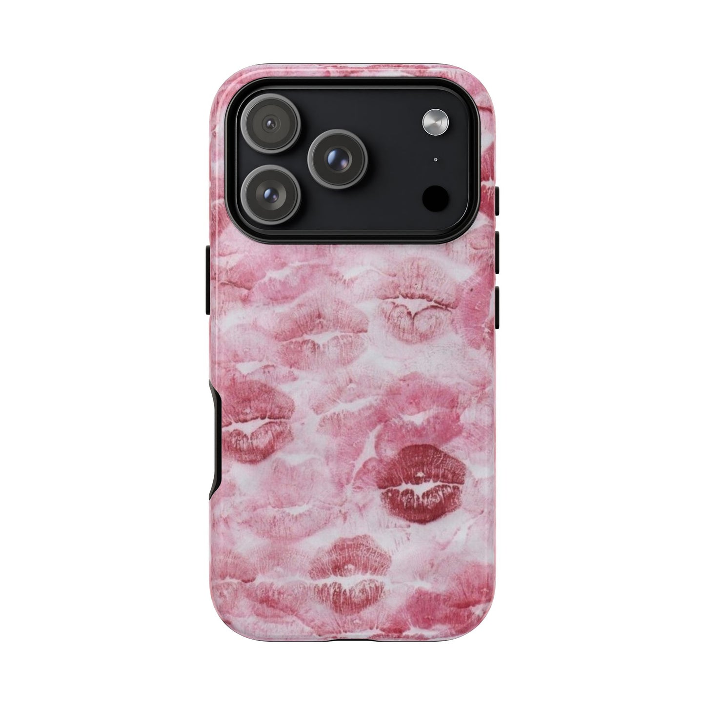 Kiss Print Tough Phone Case — Pink Marble Lip Pattern, Protective iPhone Cover