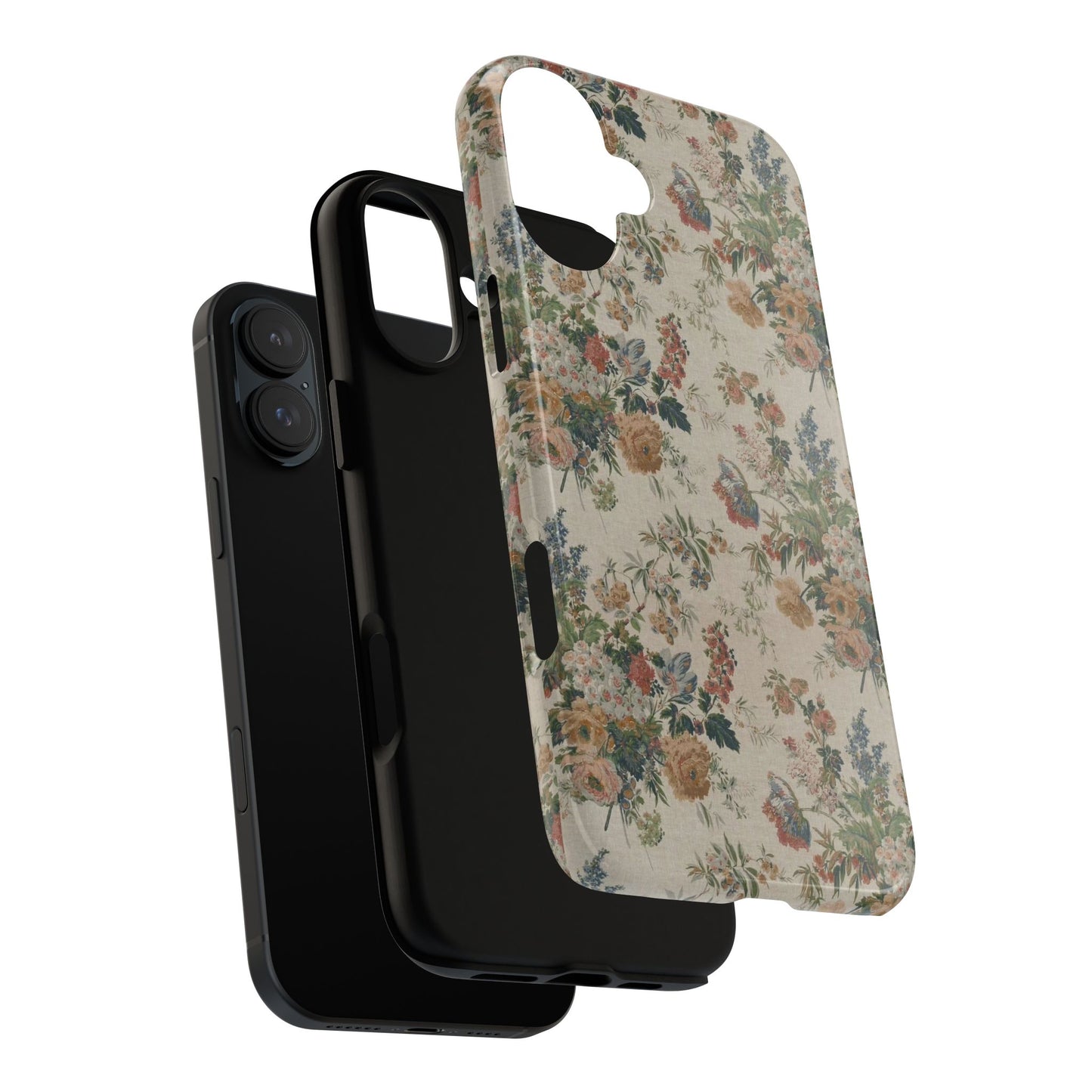 Floral Vintage Tough Phone Case – Antique Rose Pattern