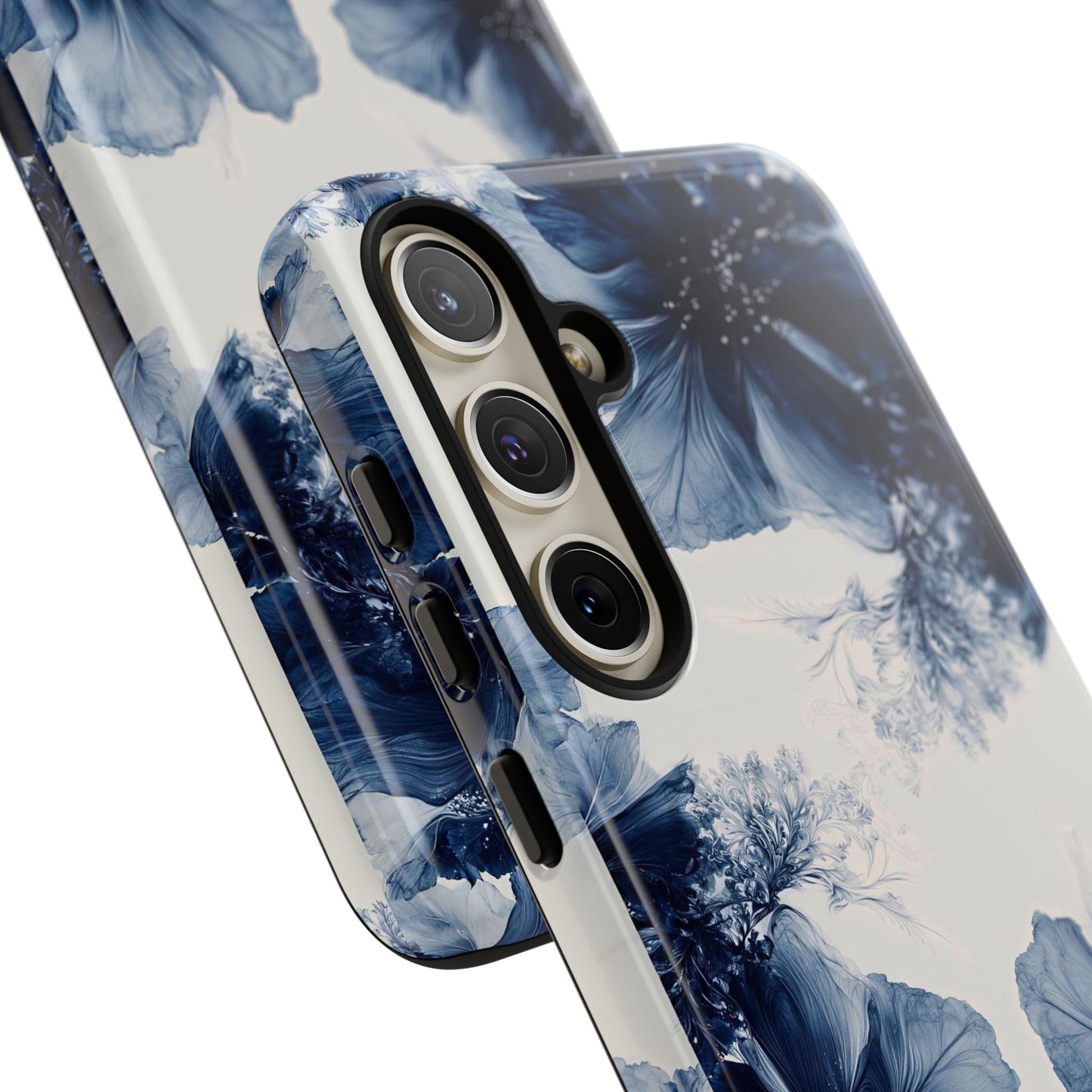 Floral Indigo Tough Phone Case — Blue Botanical Protective Cover