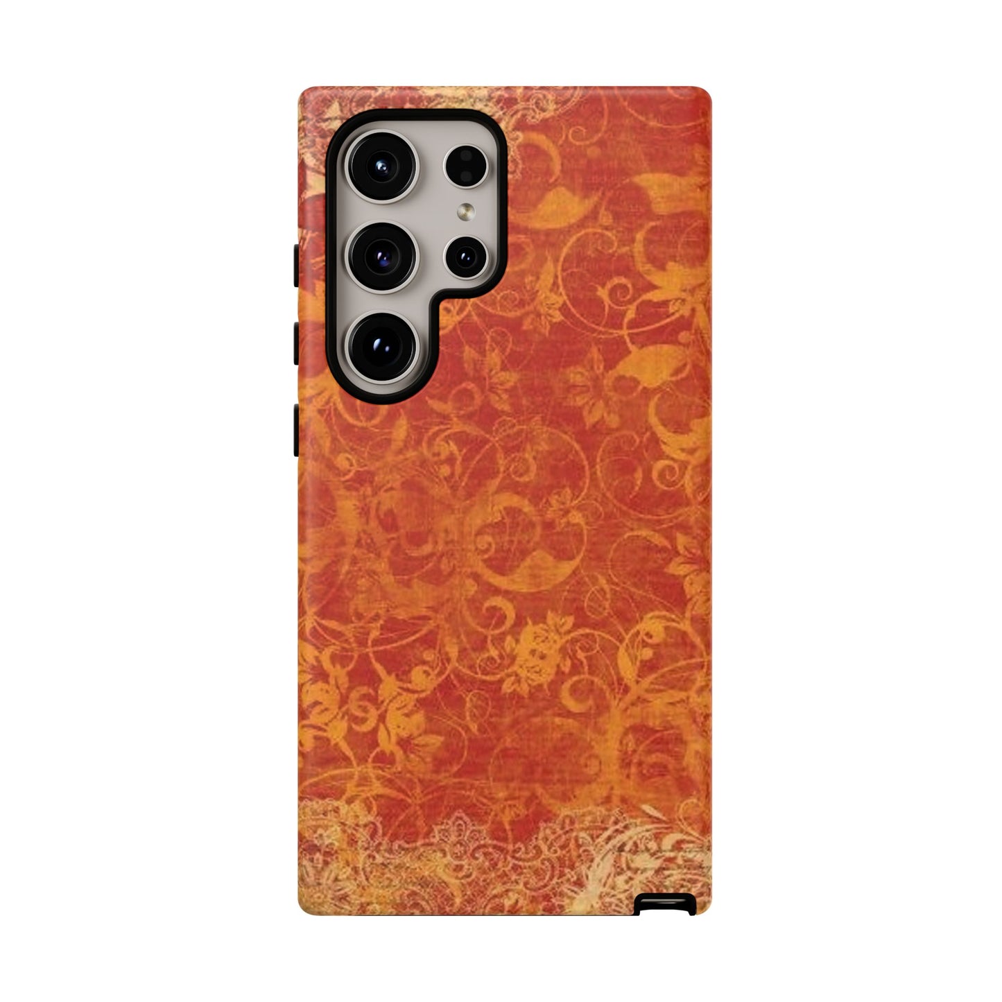 Floral Autumn iPhone Tough Case — Orange Vintage Scroll Design