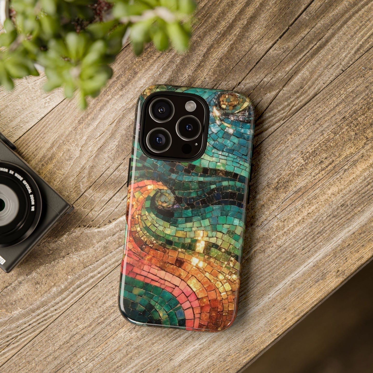 Mosaic Wave Phone Case – Colorful Artistic Tile Design Tough Case