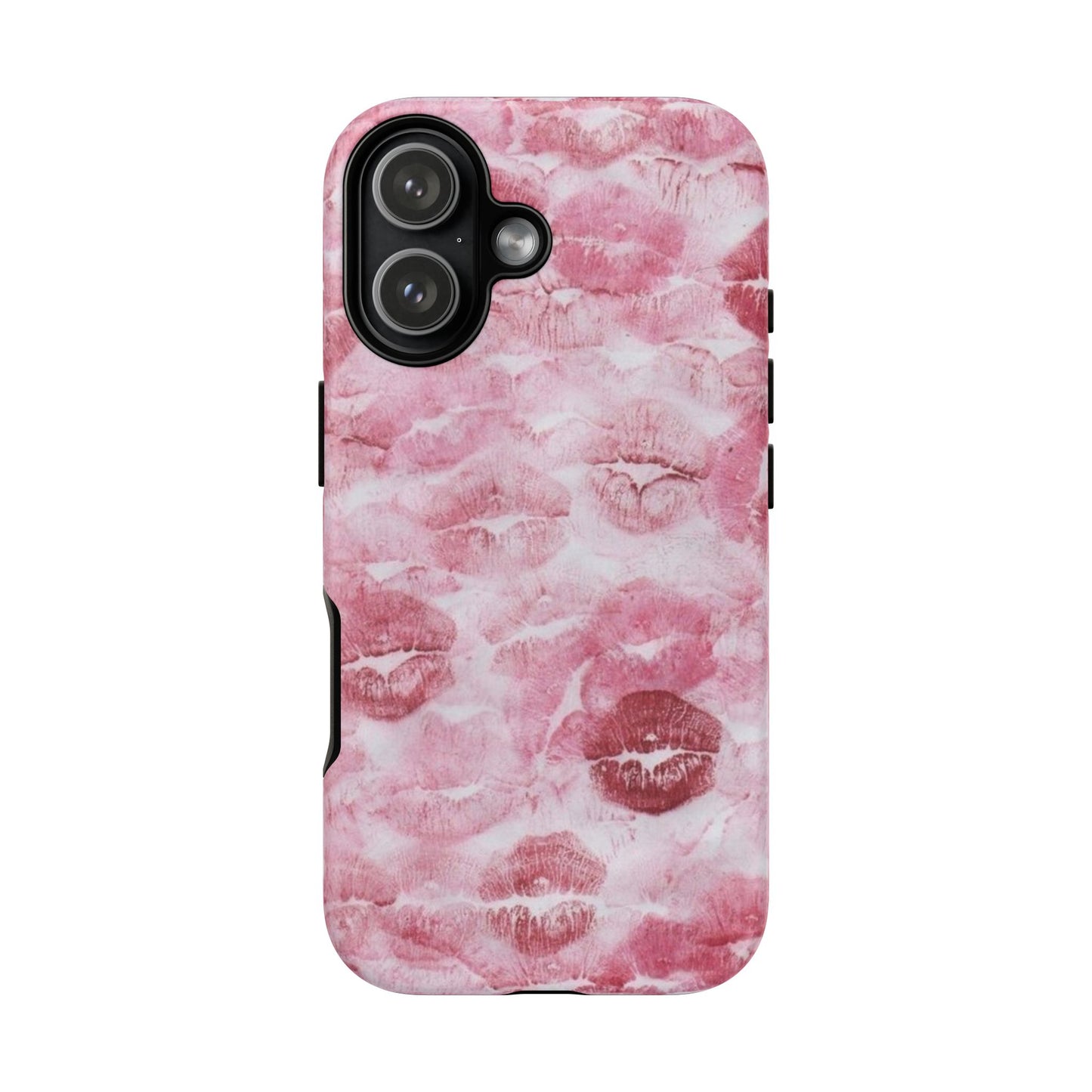 Kiss Print Tough Phone Case — Pink Marble Lip Pattern, Protective iPhone Cover