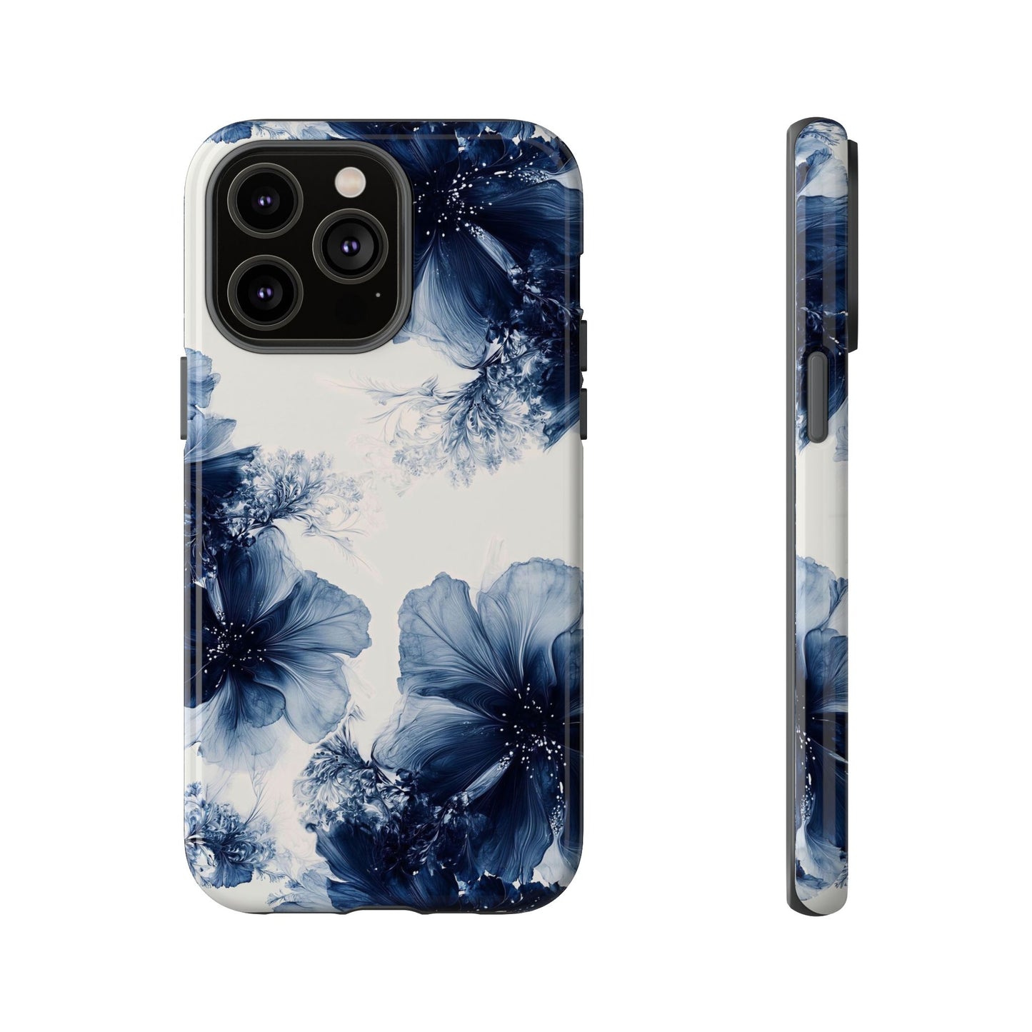 Floral Indigo Tough Phone Case — Blue Botanical Protective Cover