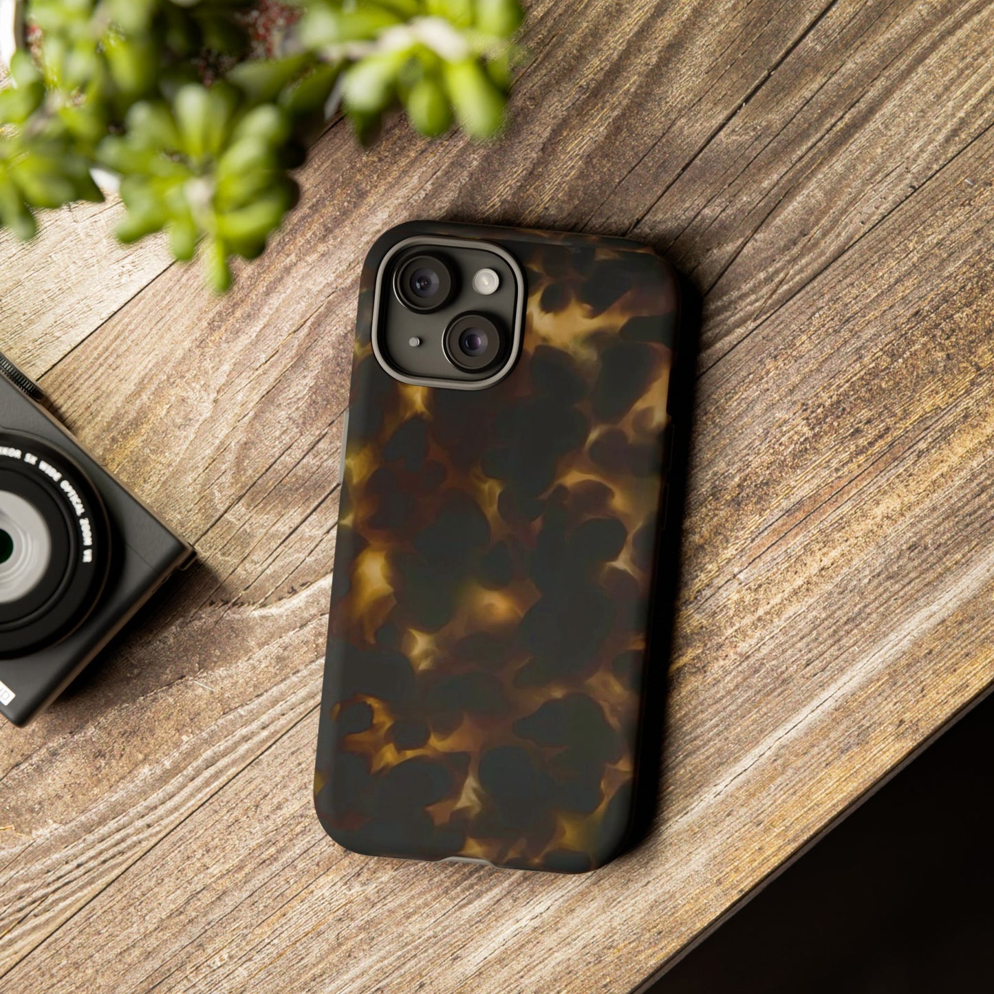 Tortoiseshell Phone Case — Protective Tough Case with Classic Brown Pattern