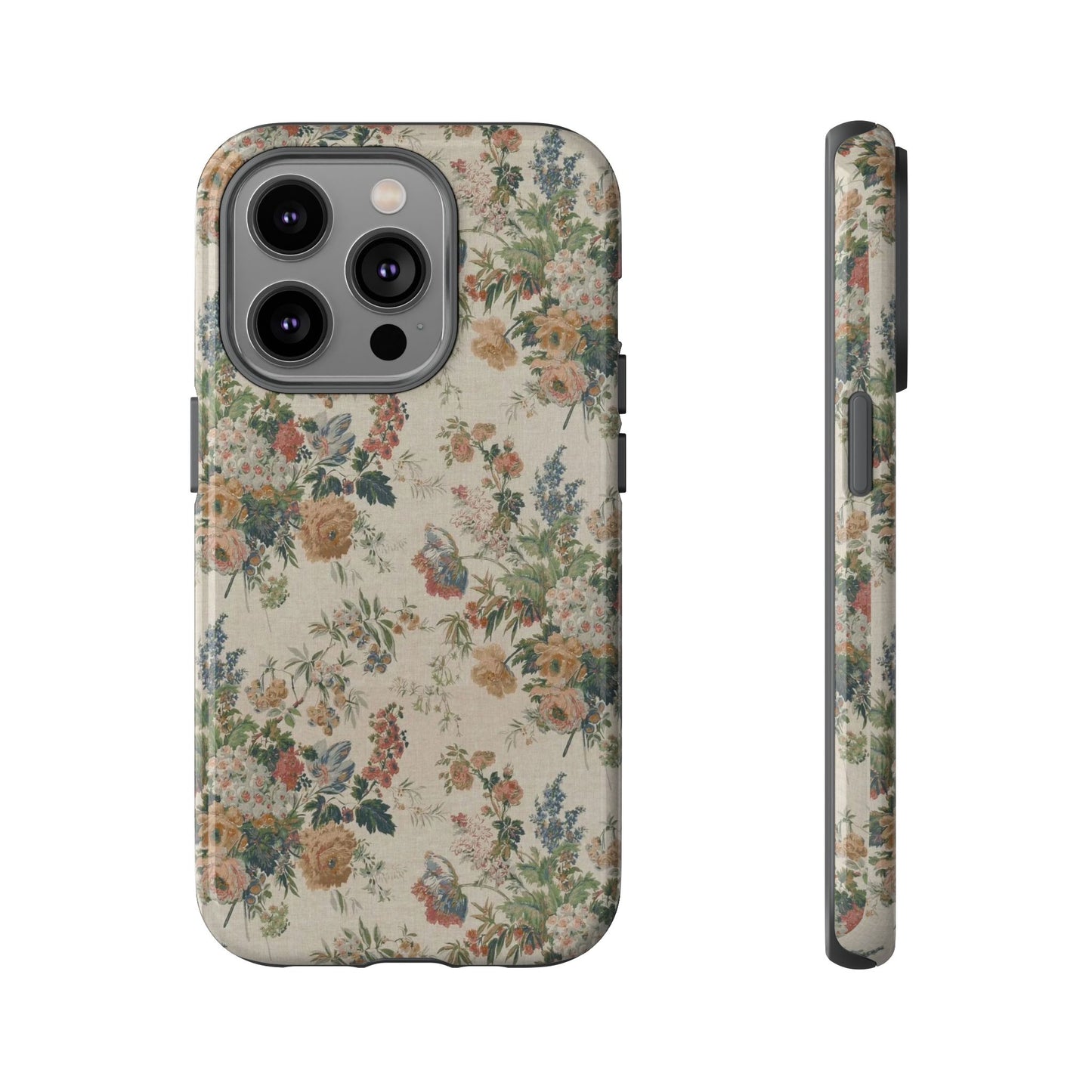 Floral Vintage Tough Phone Case – Antique Rose Pattern