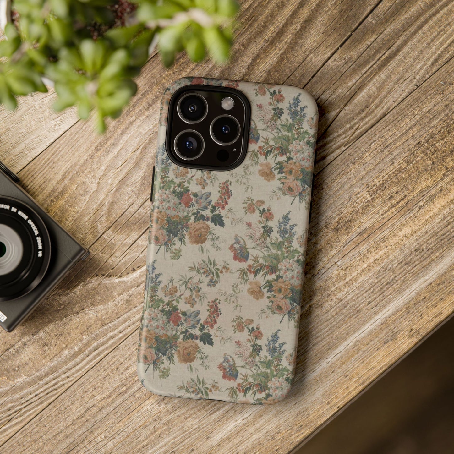 Floral Vintage Tough Phone Case – Antique Rose Pattern