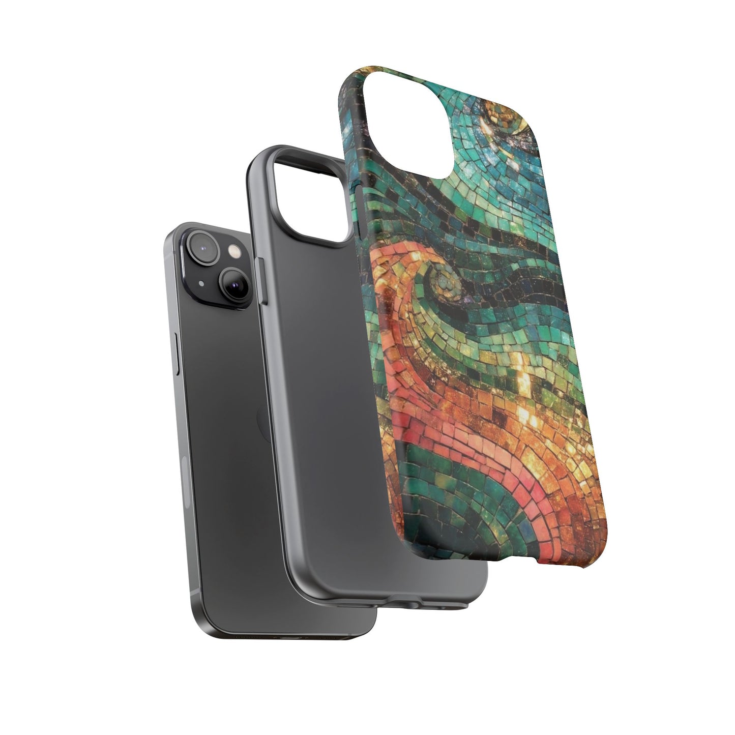 Mosaic Wave Phone Case – Colorful Artistic Tile Design Tough Case