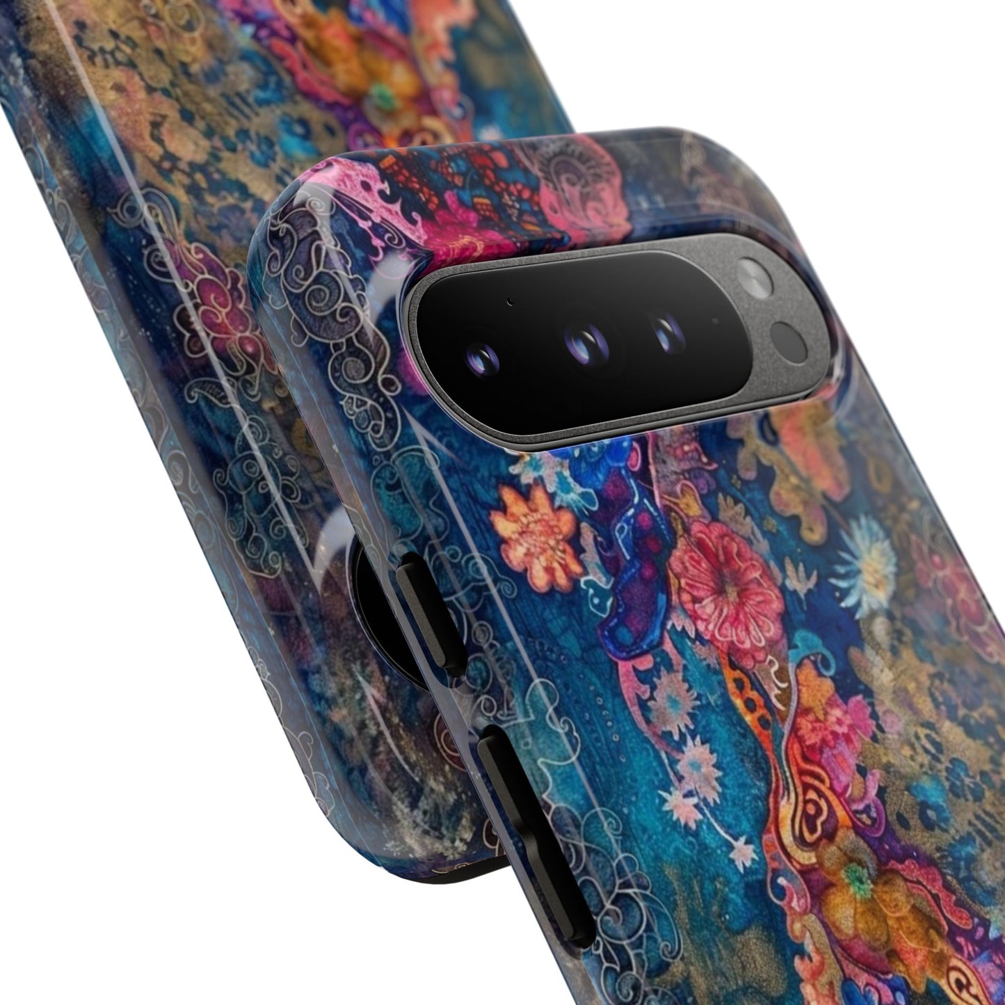 Phone Case - Colorful Floral Tiger Tough Case