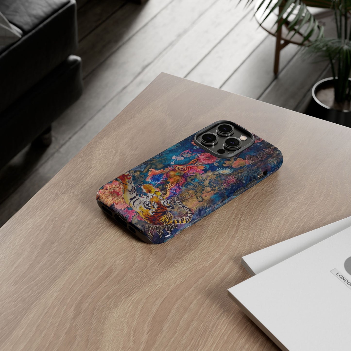 Phone Case - Colorful Floral Tiger Tough Case