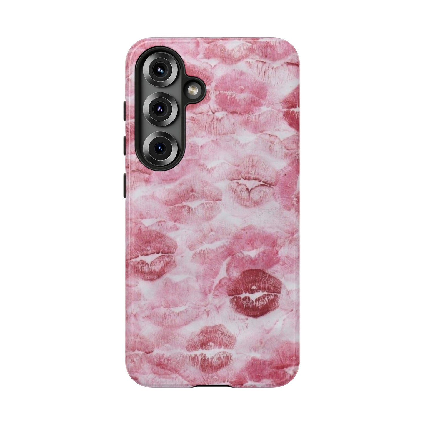 Kiss Print Tough Phone Case — Pink Marble Lip Pattern, Protective iPhone Cover
