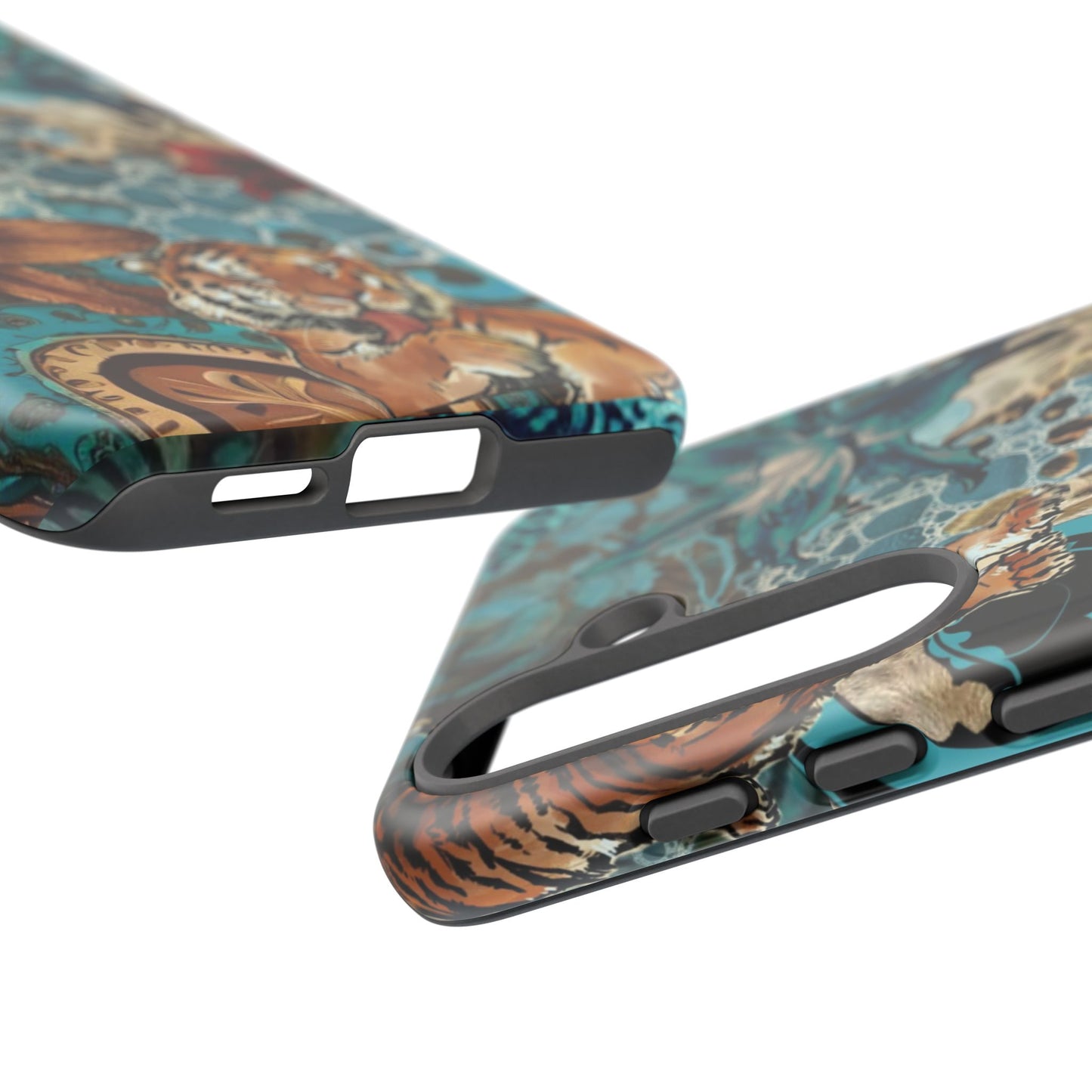 Floral Tiger Phone Case - Teal Safari Protective Cover