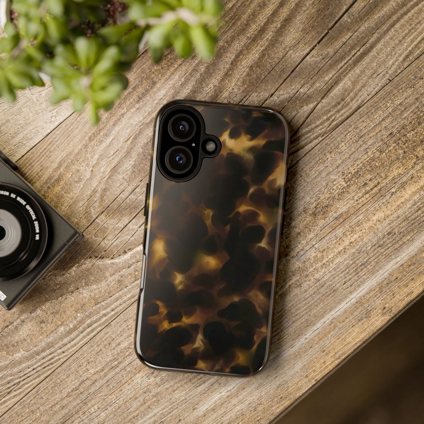 Tortoiseshell Phone Case — Protective Tough Case with Classic Brown Pattern