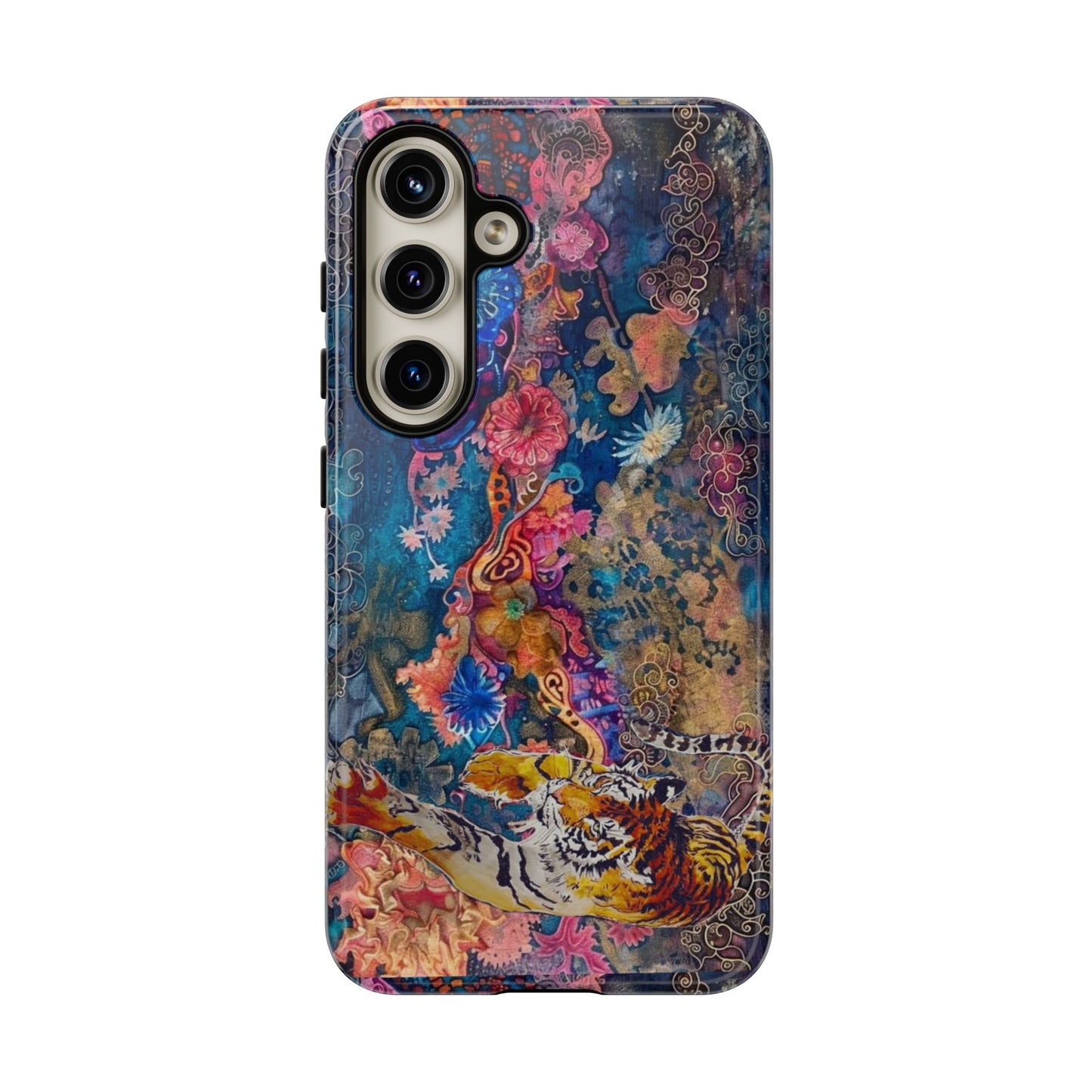 Phone Case - Colorful Floral Tiger Tough Case
