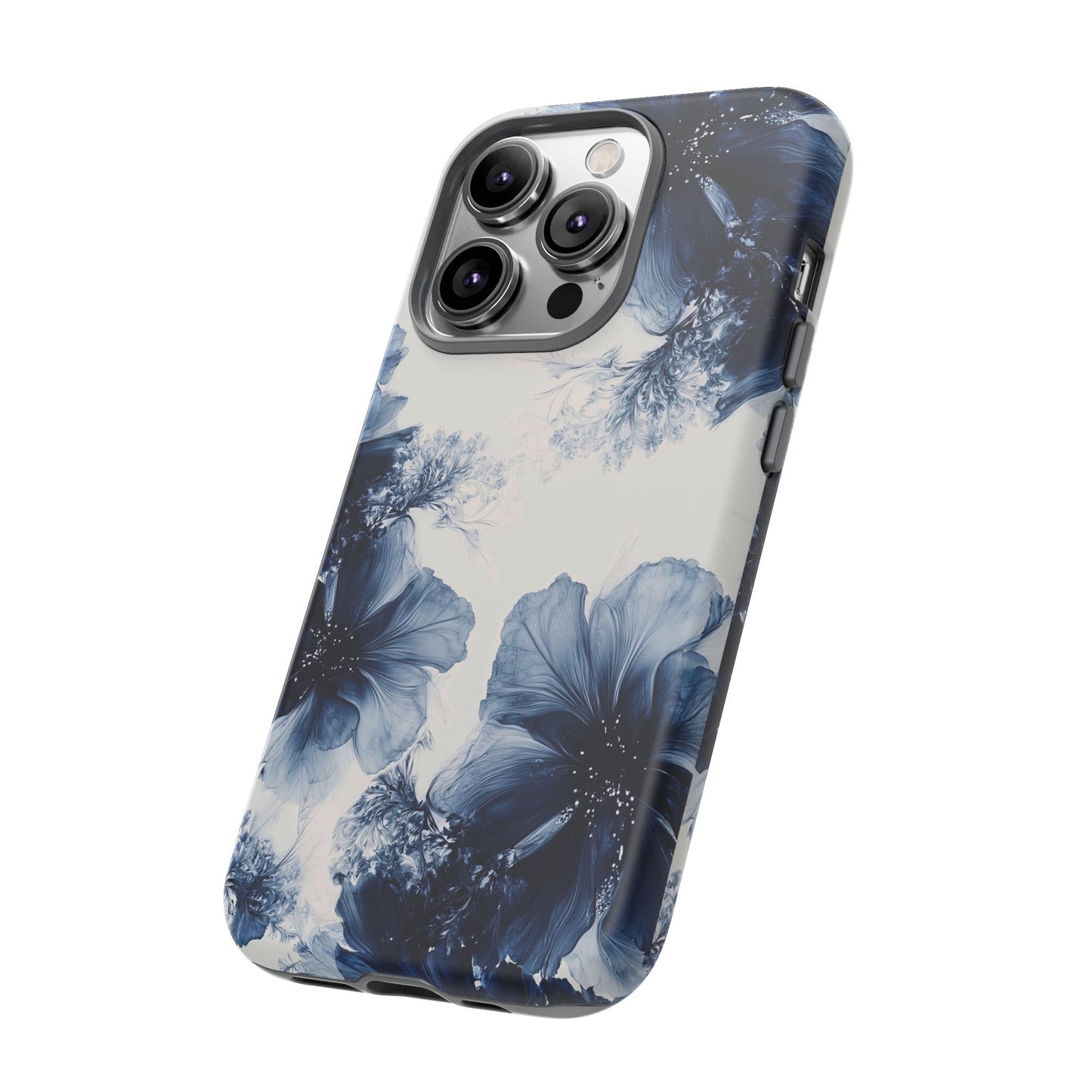 Floral Indigo Tough Phone Case — Blue Botanical Protective Cover