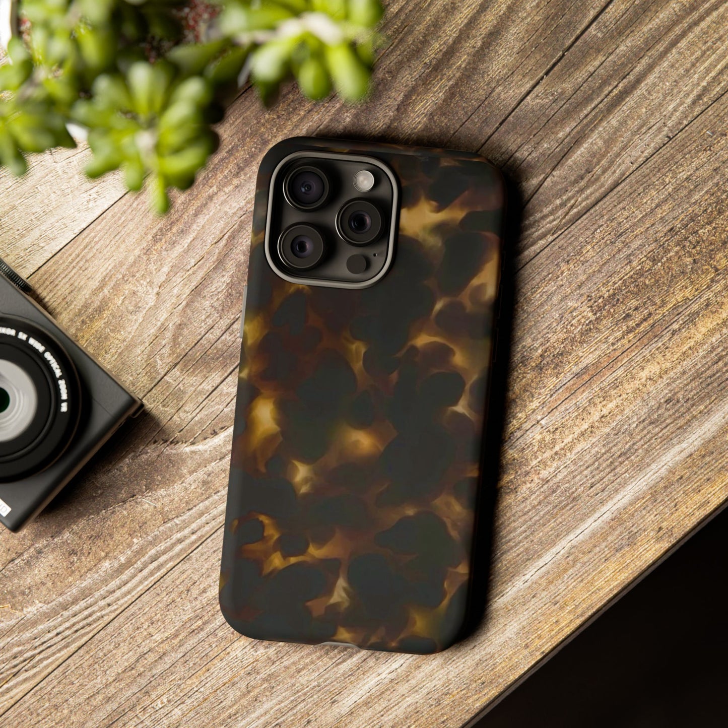 Tortoiseshell Phone Case — Protective Tough Case with Classic Brown Pattern