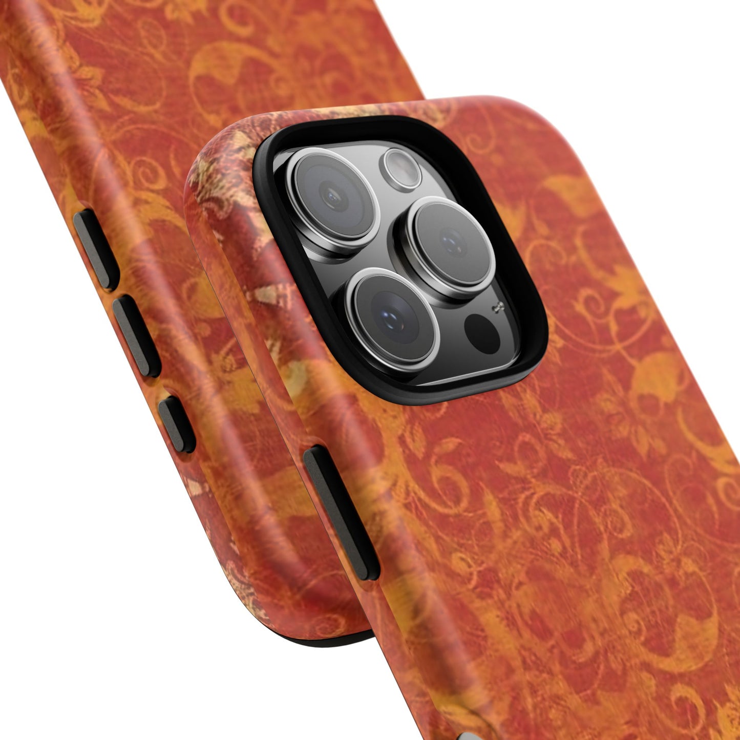 Floral Autumn iPhone Tough Case — Orange Vintage Scroll Design