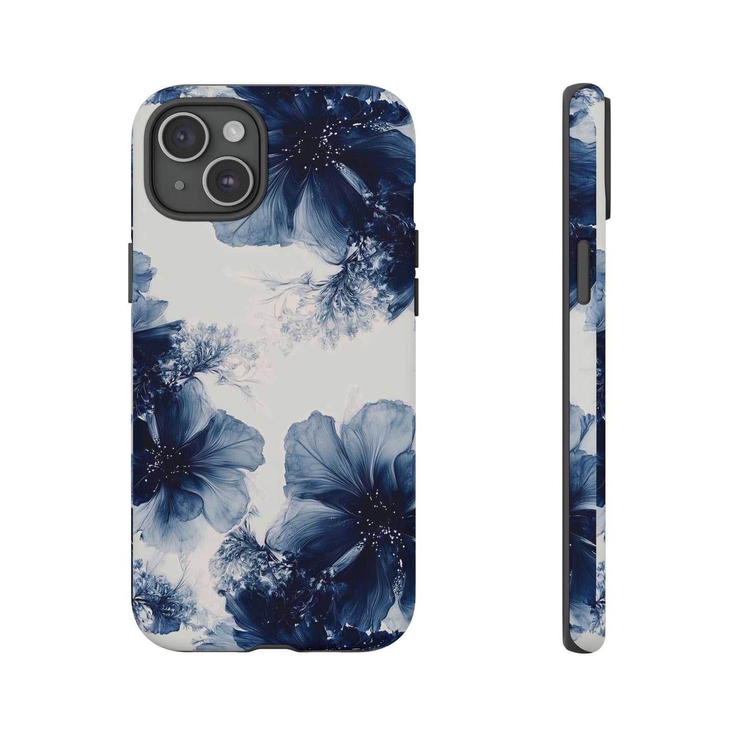Floral Indigo Tough Phone Case — Blue Botanical Protective Cover