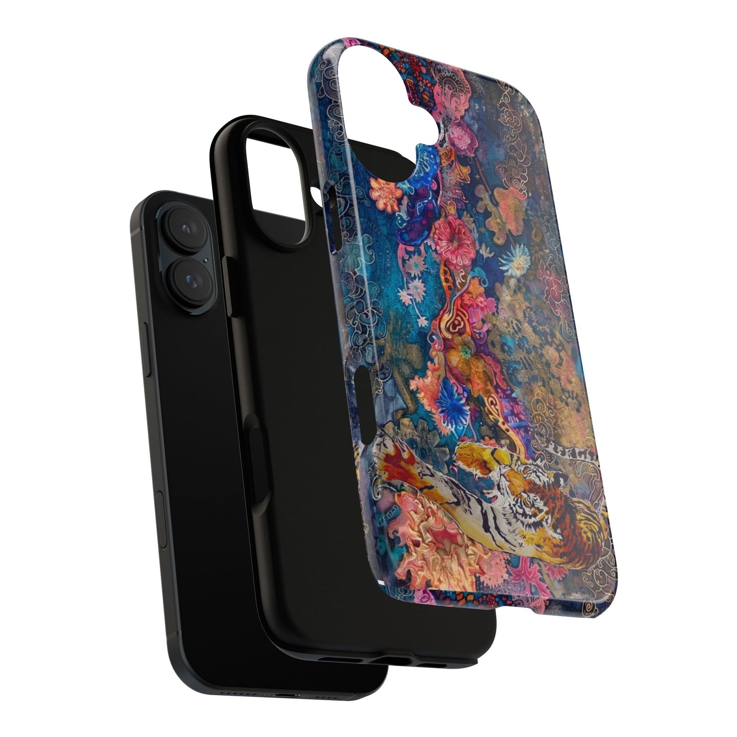 Phone Case - Colorful Floral Tiger Tough Case