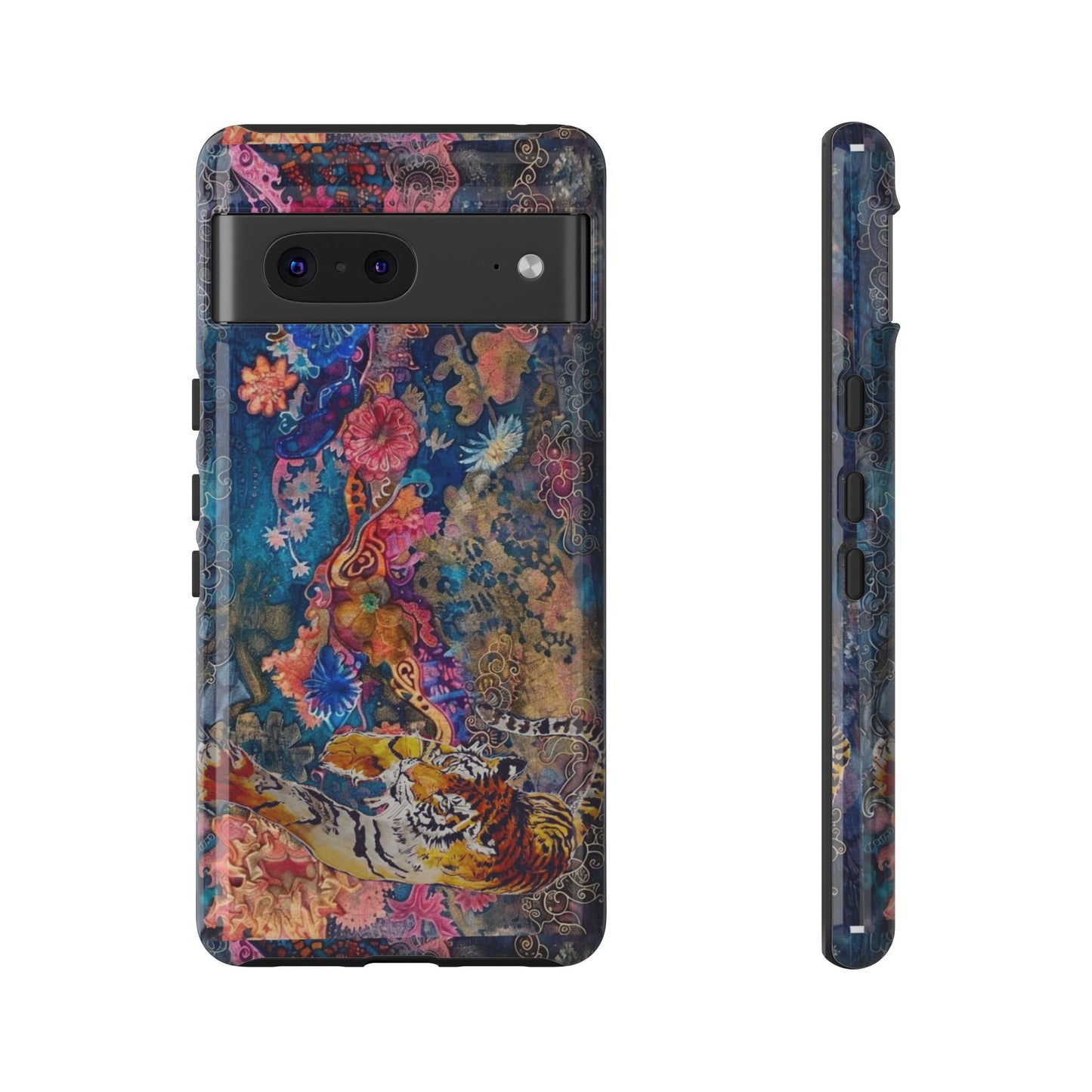Phone Case - Colorful Floral Tiger Tough Case