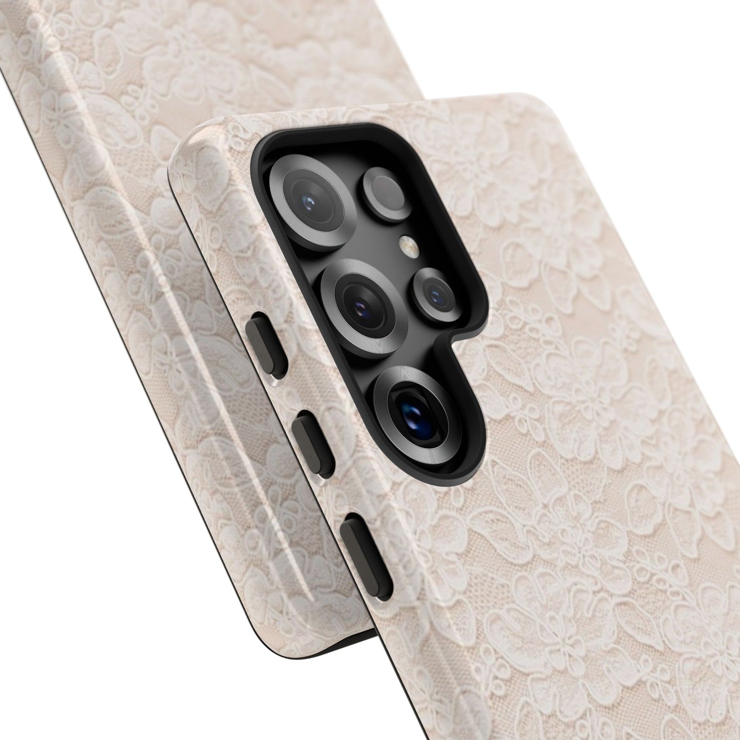 Floral Lace Tough Phone Case – Vintage Ivory Protective Cover
