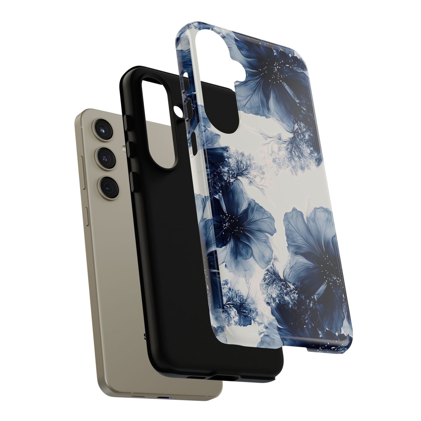 Floral Indigo Tough Phone Case — Blue Botanical Protective Cover