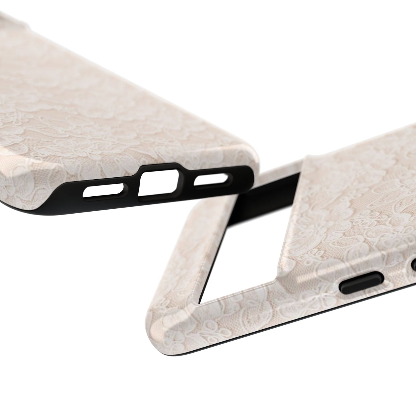 Floral Lace Tough Phone Case – Vintage Ivory Protective Cover